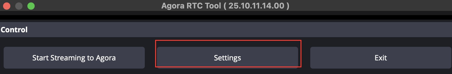 Mac Agora connect settings button